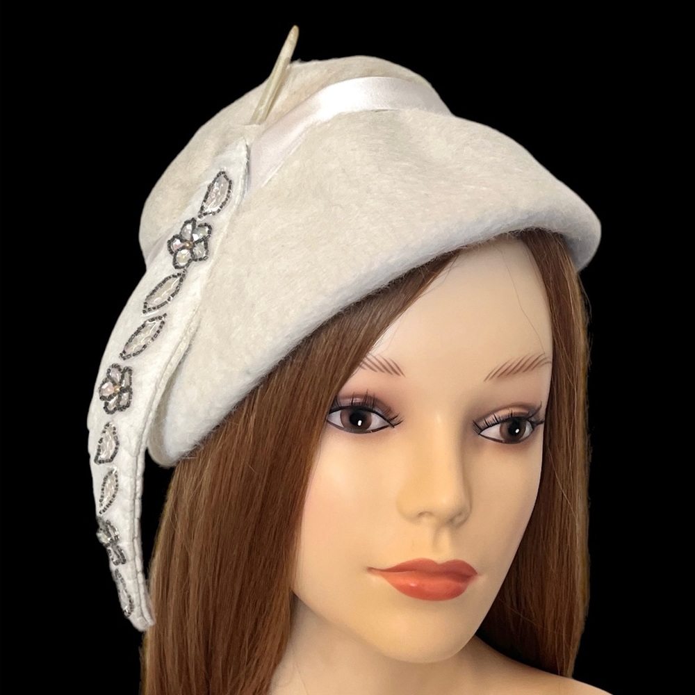 Vintage Hat 1960s Pillbox Retro Fancy Wedding Costume Winter Hat New Years Eve